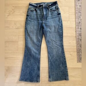 Classic Blue Denim Flare Jeans High Rise Petite 4